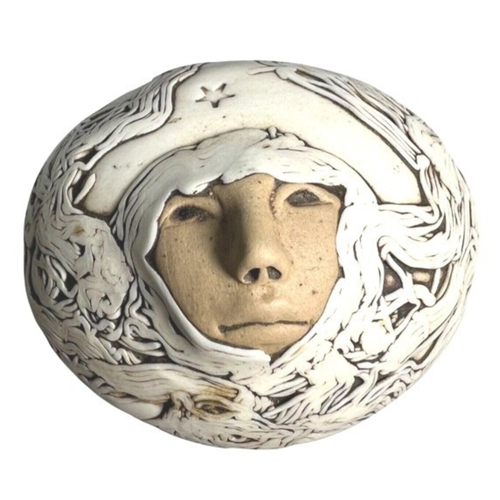 Jude Holdsworth 1987‎ Trinket Box Sculpture Ceramic Vessel One Face Abstract